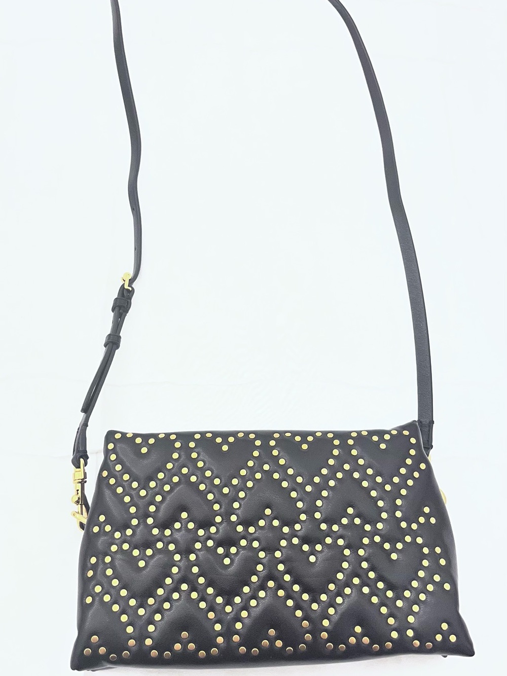 Rebecca Minkoff Black Studded Heart Crossbody Shoulder Bag